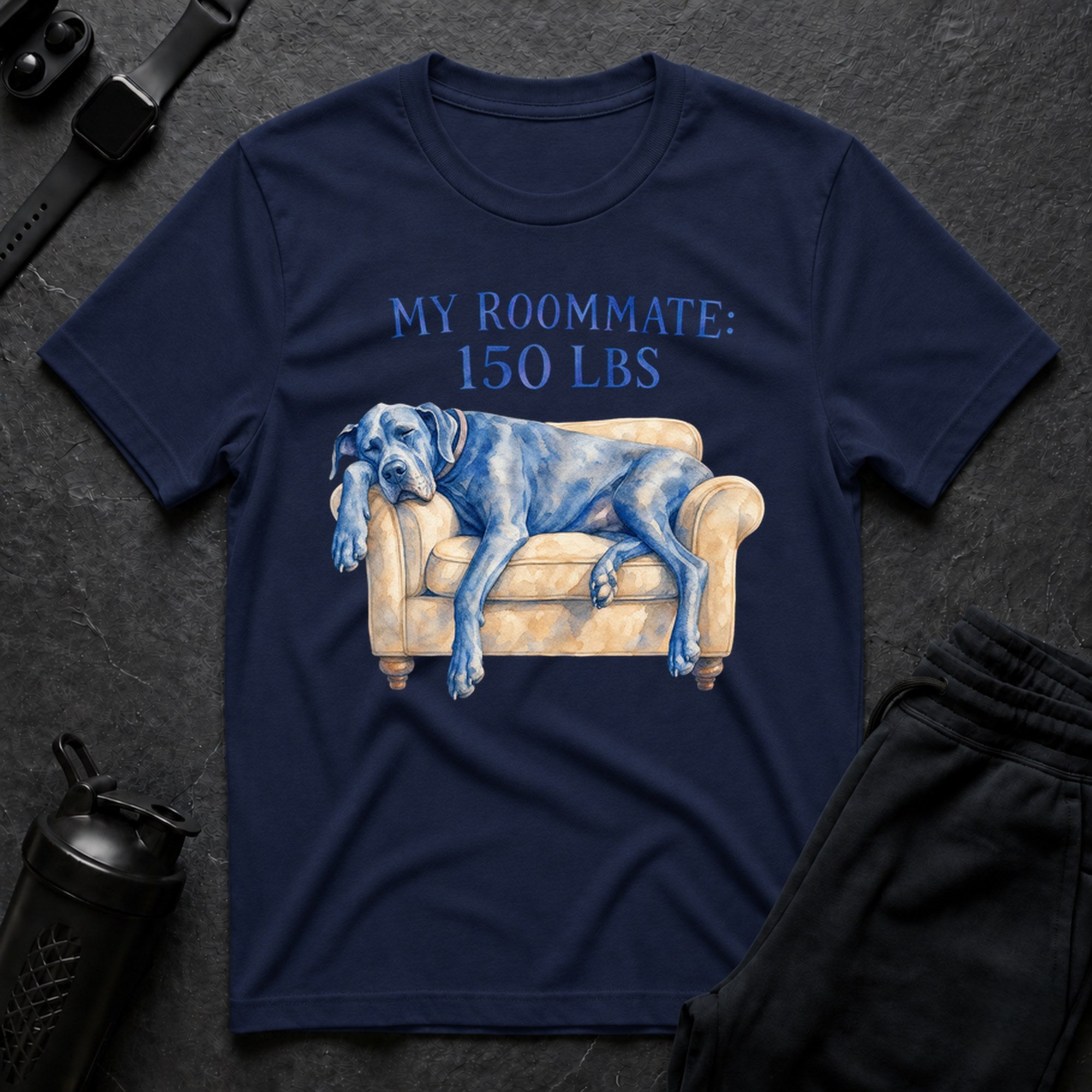 Blue Dane Watercolor - Navy