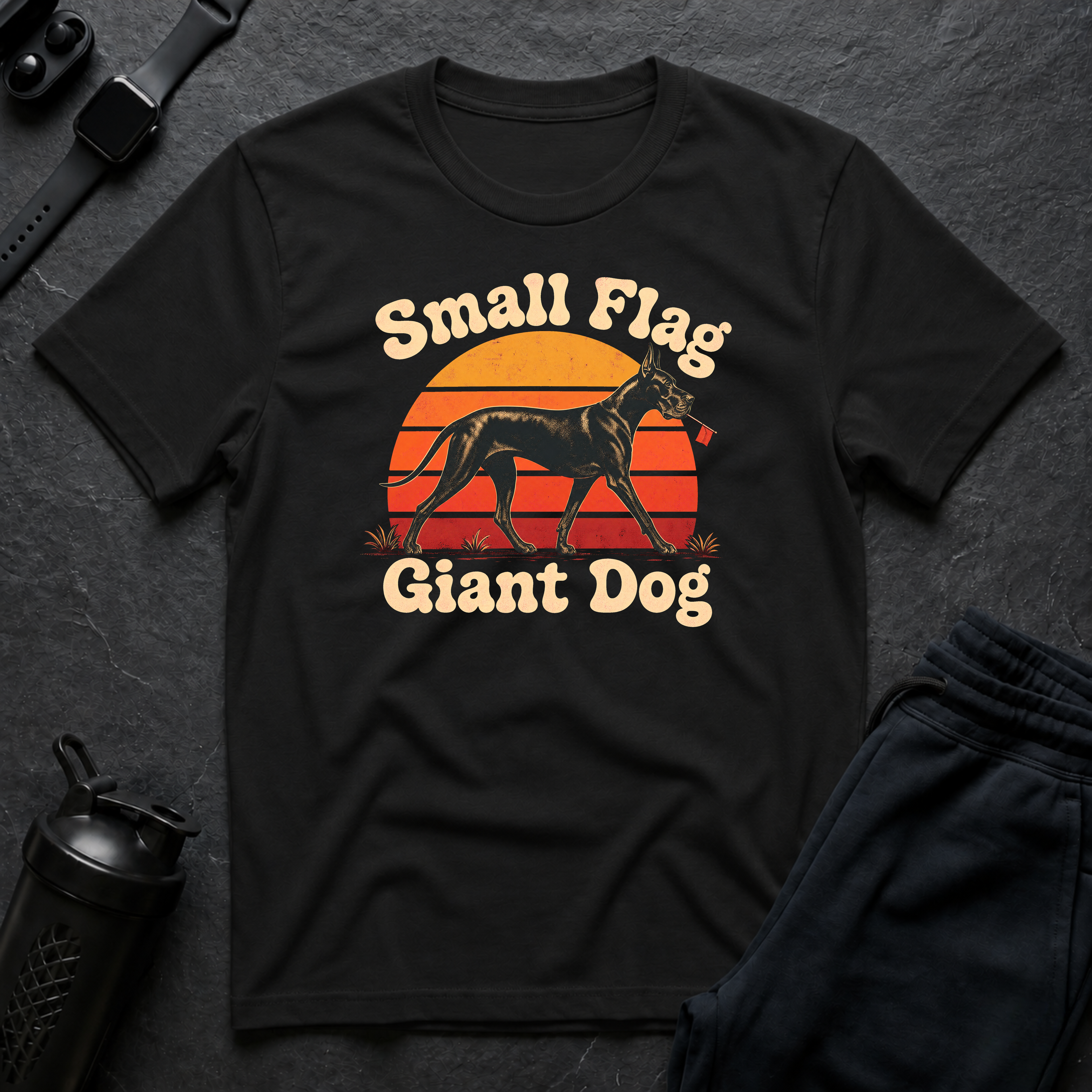 Flag-Bearing Canine Stroll