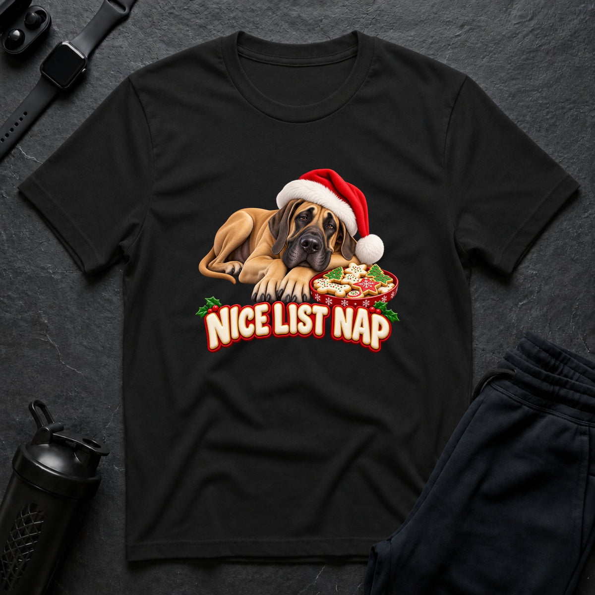 Snuggle Santa Slumber – Great Dane T-Shirt design