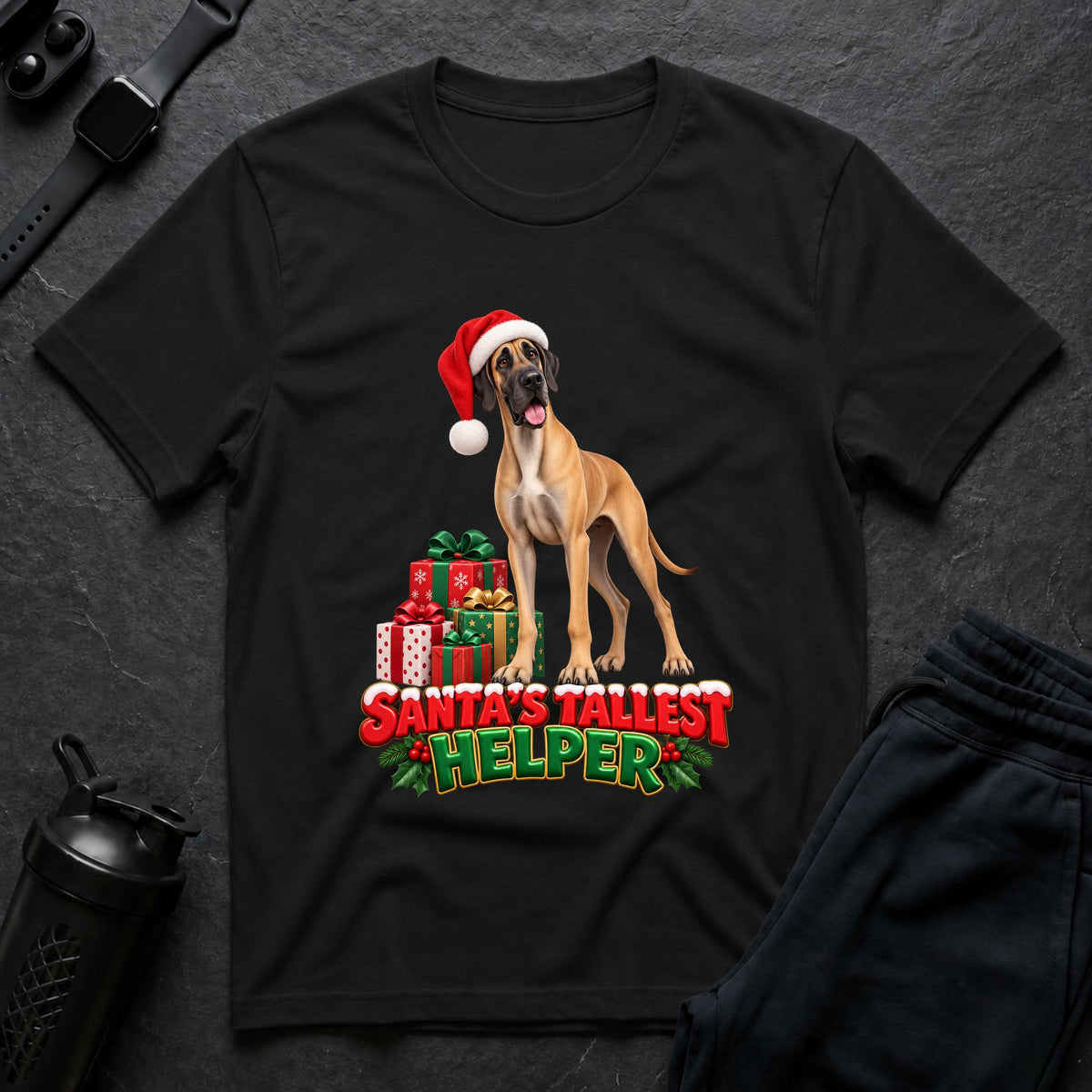 Jolly Canine Elf – Great Dane T-Shirt design
