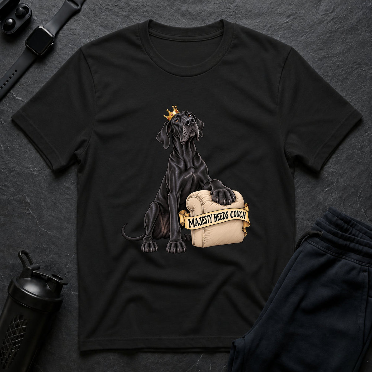 Majesty Needs Couch – Great Dane T-Shirt