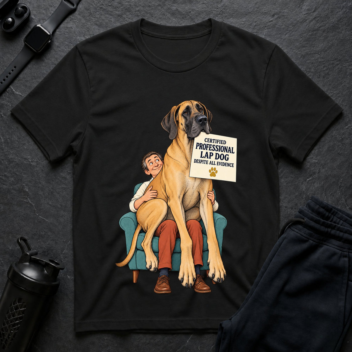 Certified Lap Dog – Great Dane T-Shirt