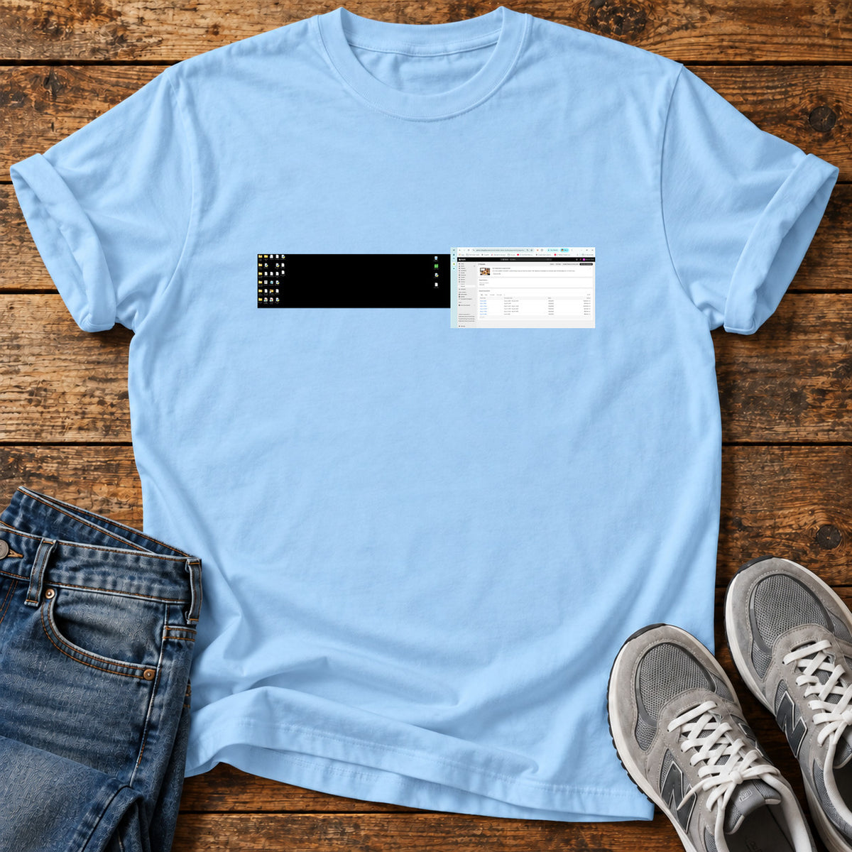 I can't see Great Dane graphic T-shirt in Light Blue, shown on a flat-lay shirt mockup