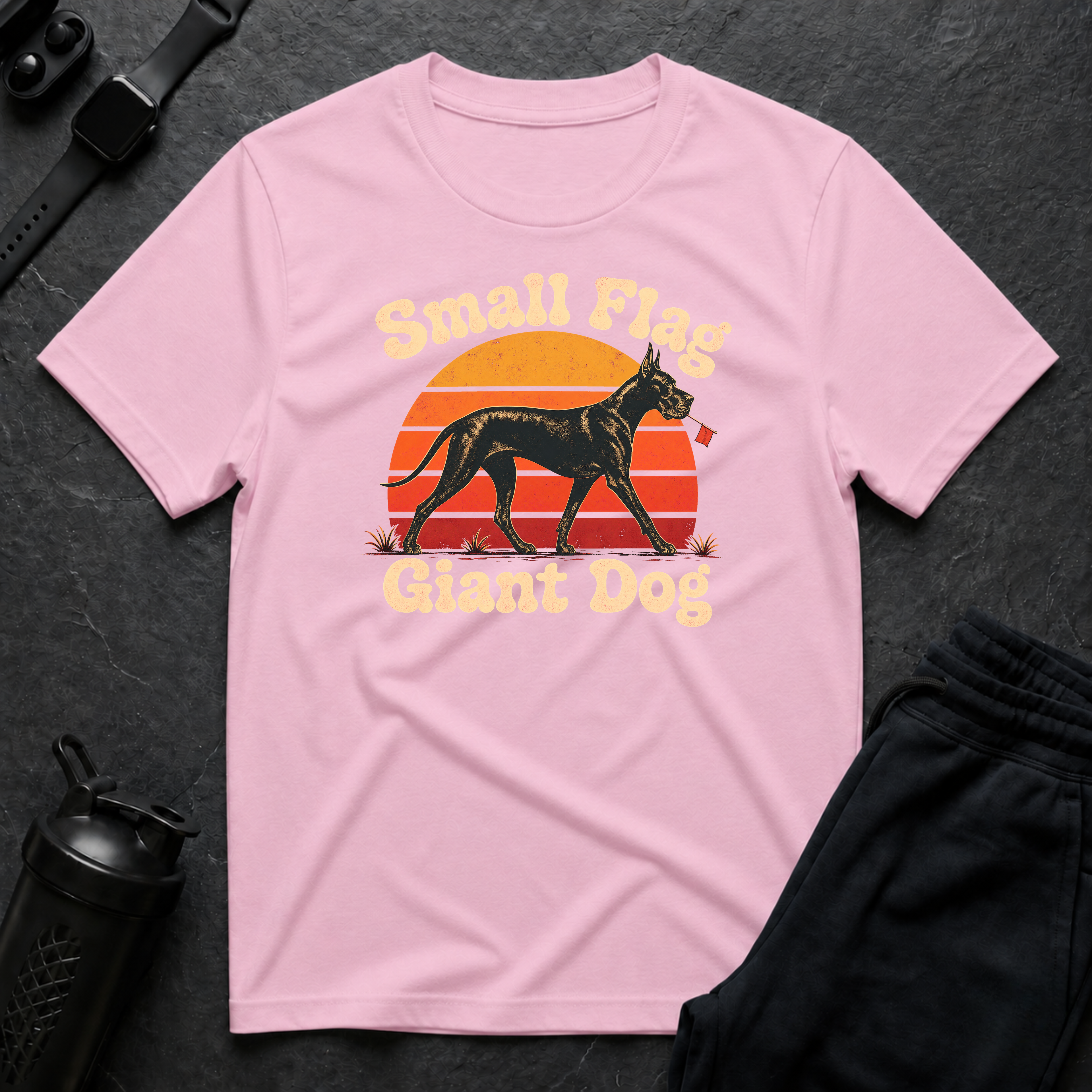 Flag-Bearing Canine Stroll