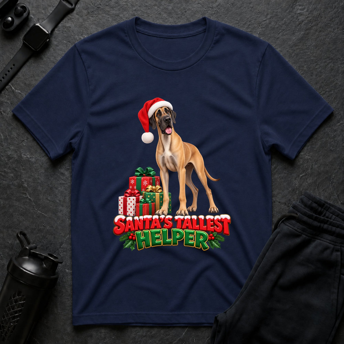 Jolly Canine Elf – Great Dane T-Shirt
