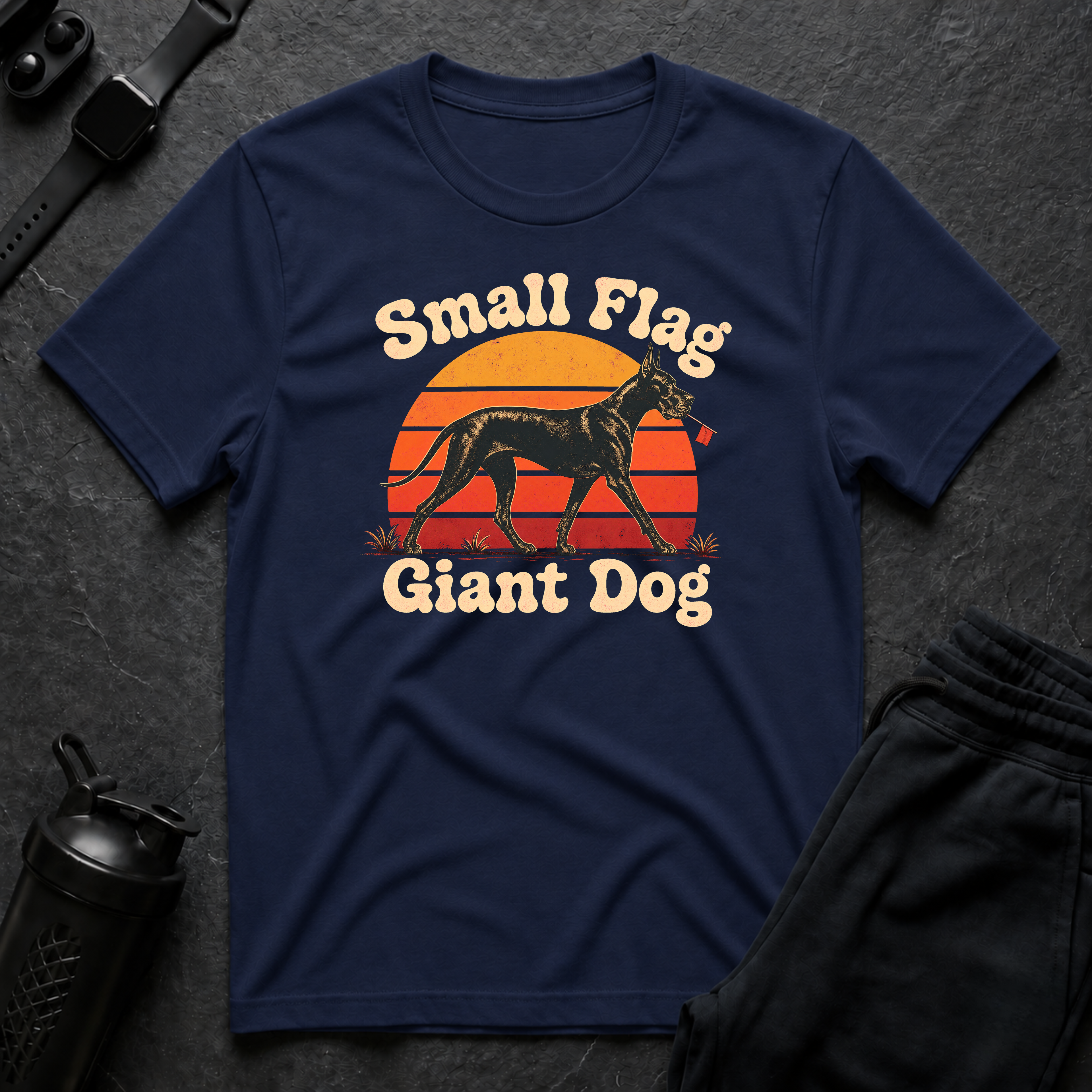 Flag-Bearing Canine Stroll