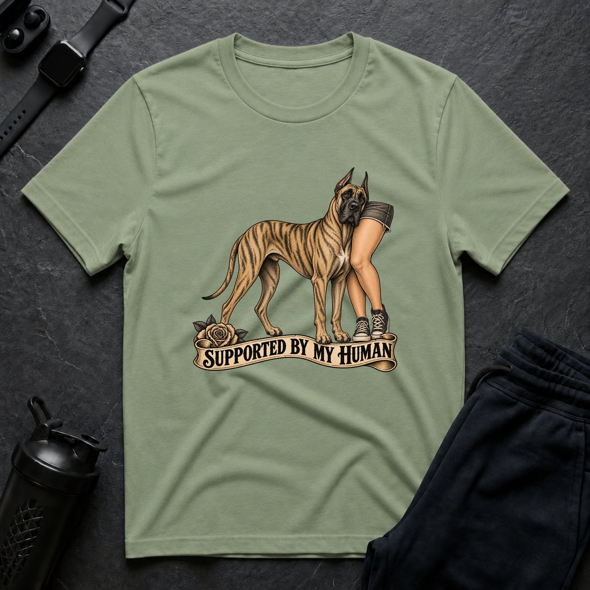 Supported By Human – Great Dane T-Shirt