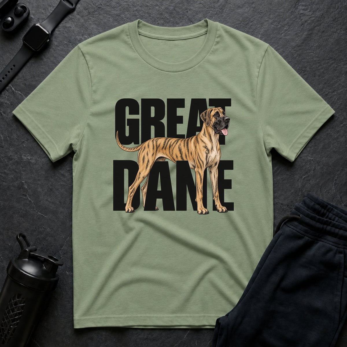 Brindle Great Dane Wordmark T-Shirt