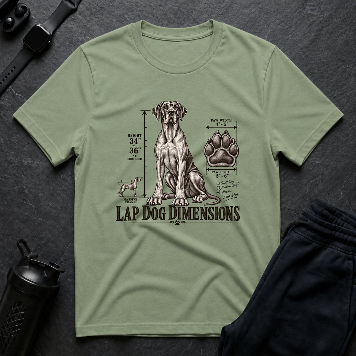 Lap Dog Dimensions – Great Dane T-Shirt