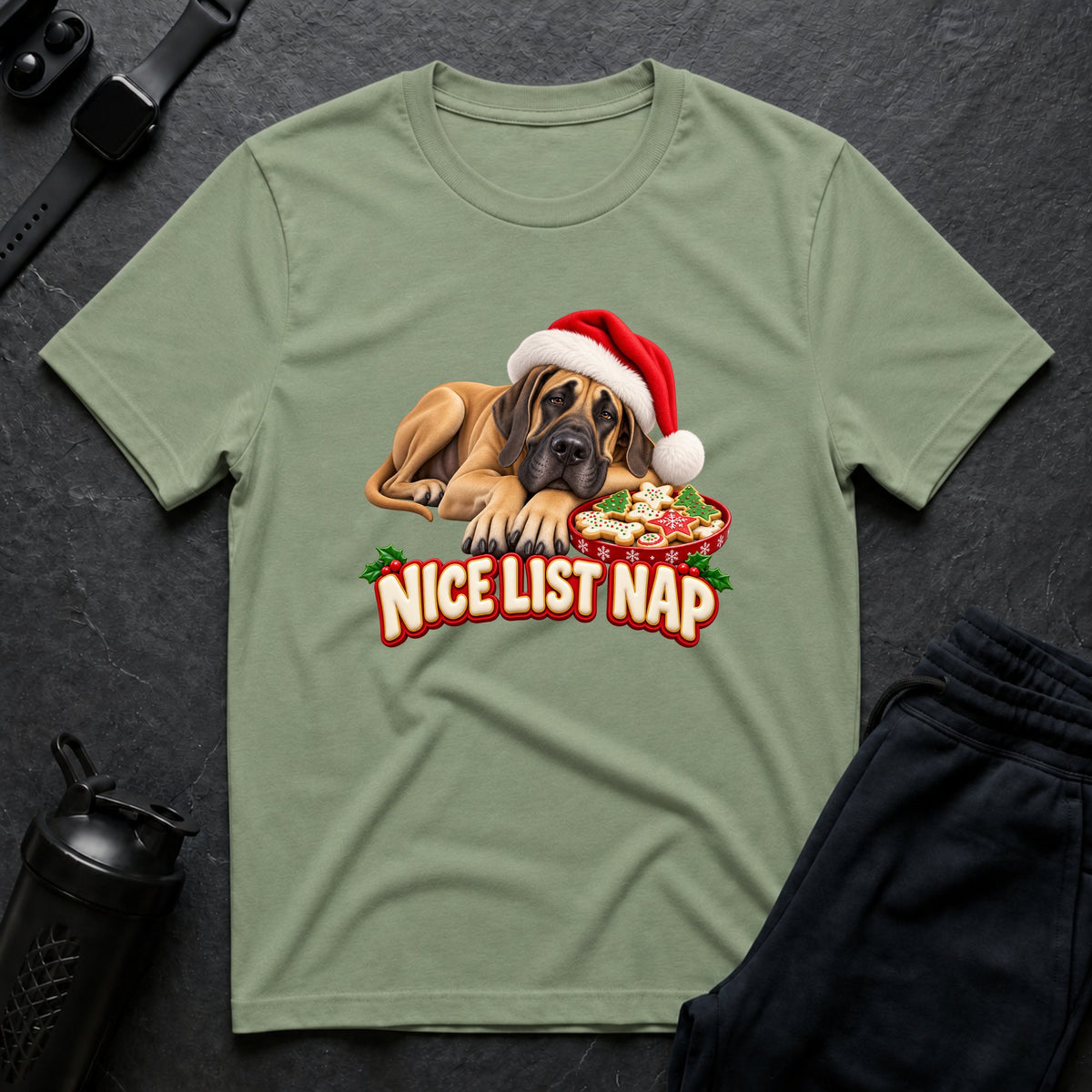 Snuggle Santa Slumber – Great Dane T-Shirt
