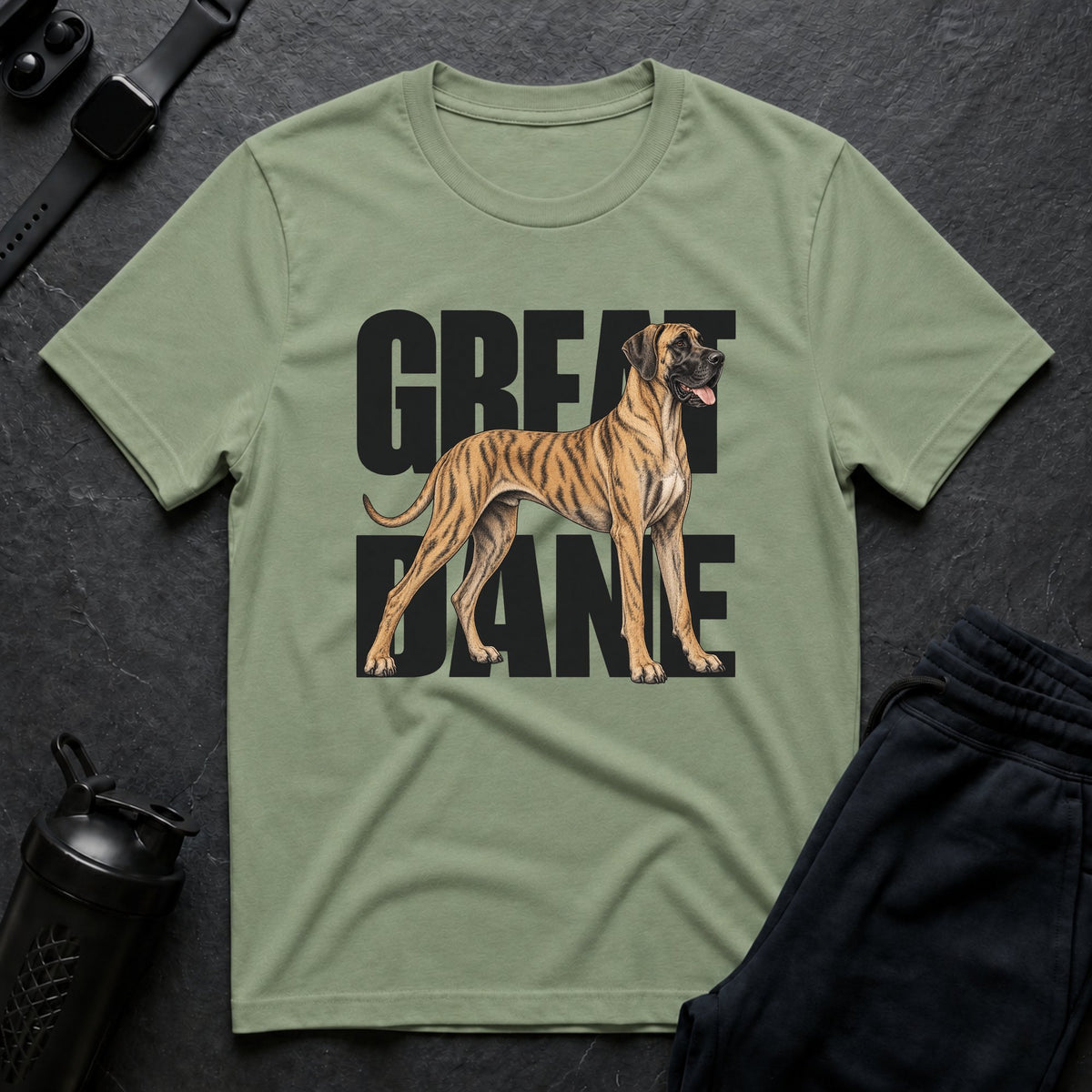 Brindle Great Dane Wordmark T-Shirt