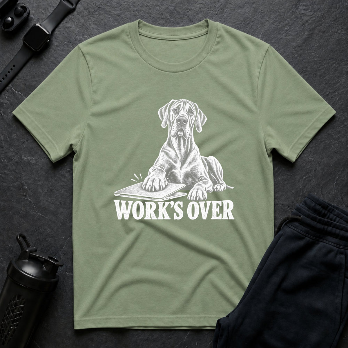 Work's Over – Great Dane T-Shirt
