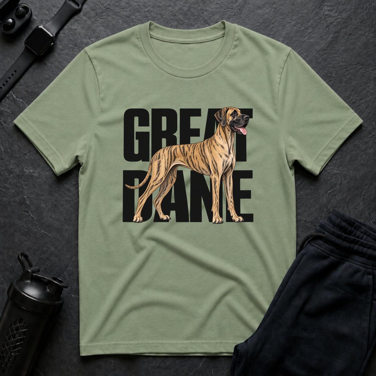 Brindle Great Dane Wordmark T-Shirt