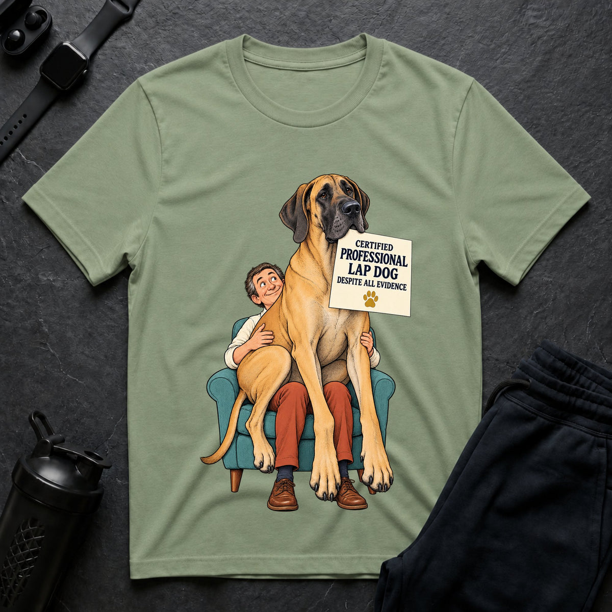 Certified Lap Dog – Great Dane T-Shirt
