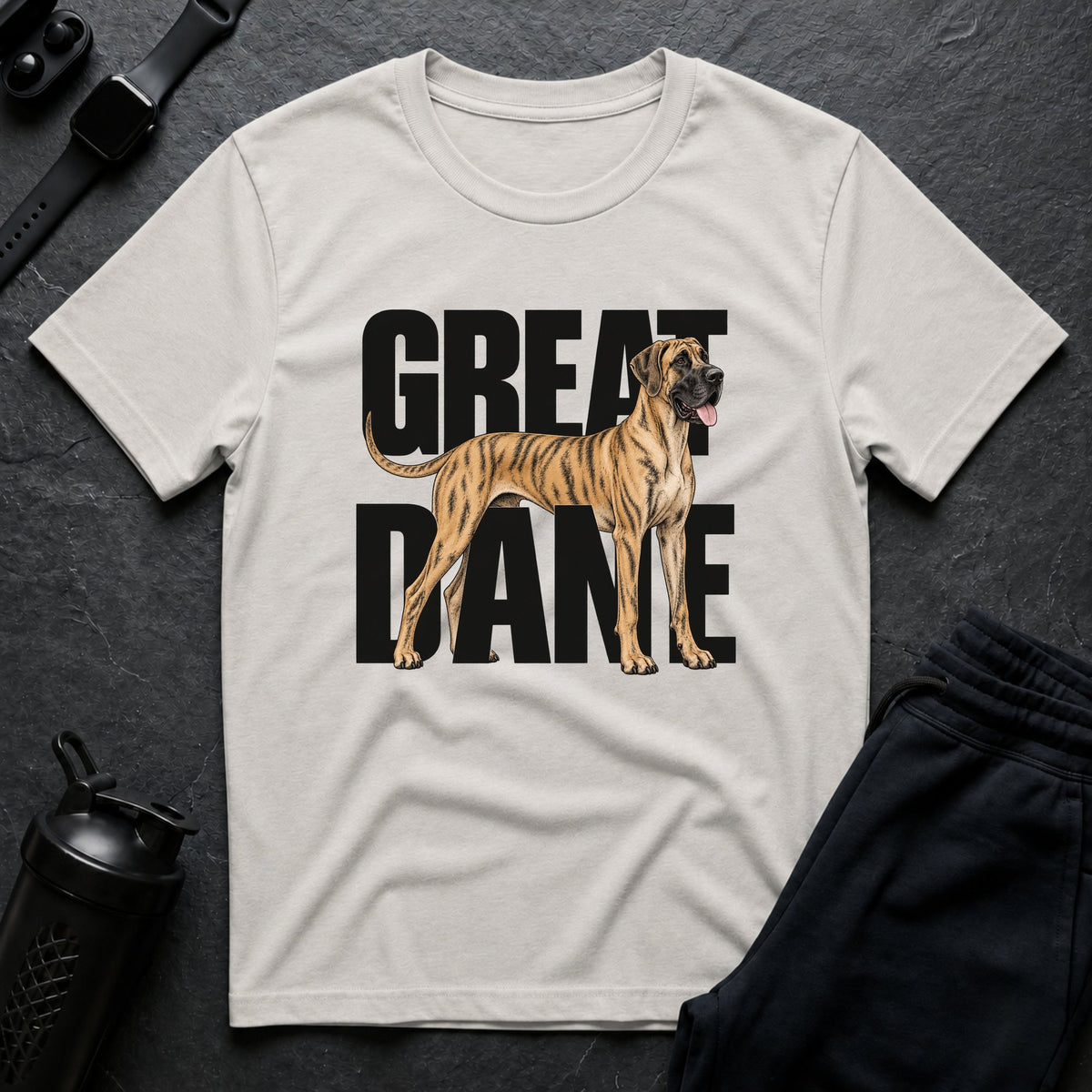 Brindle Great Dane Wordmark T-Shirt
