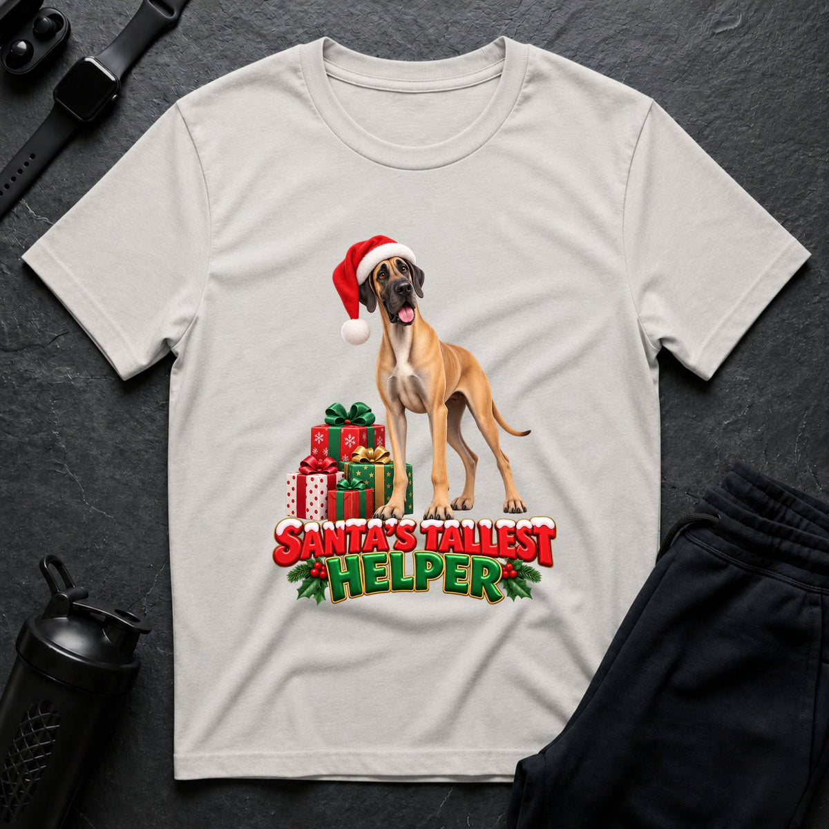 Jolly Canine Elf – Great Dane T-Shirt
