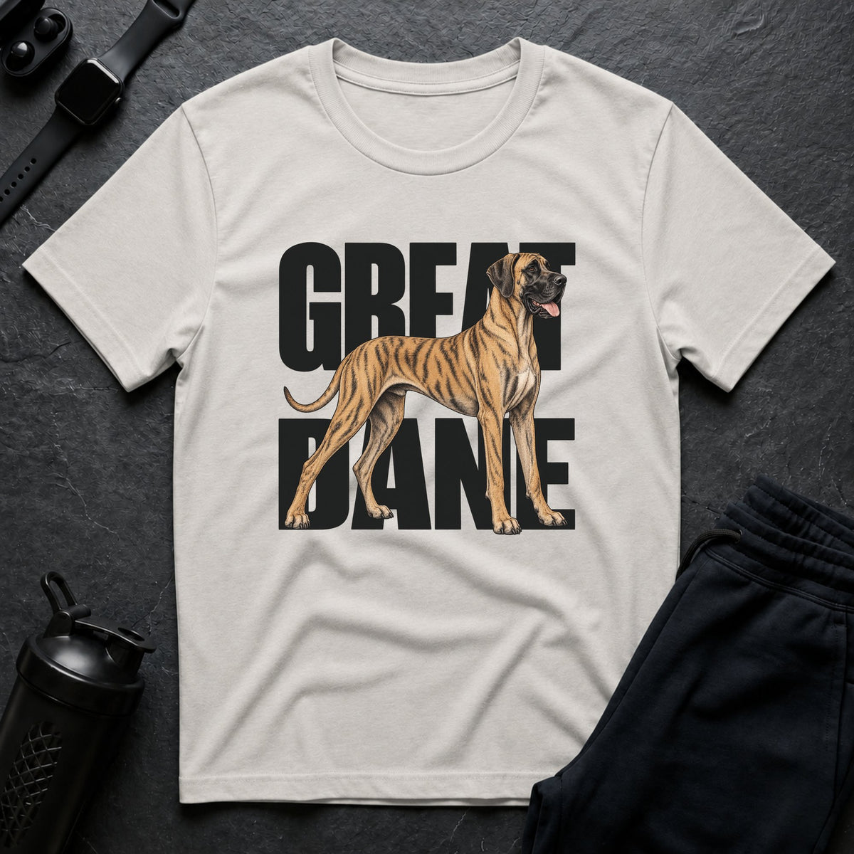 Brindle Great Dane Wordmark T-Shirt
