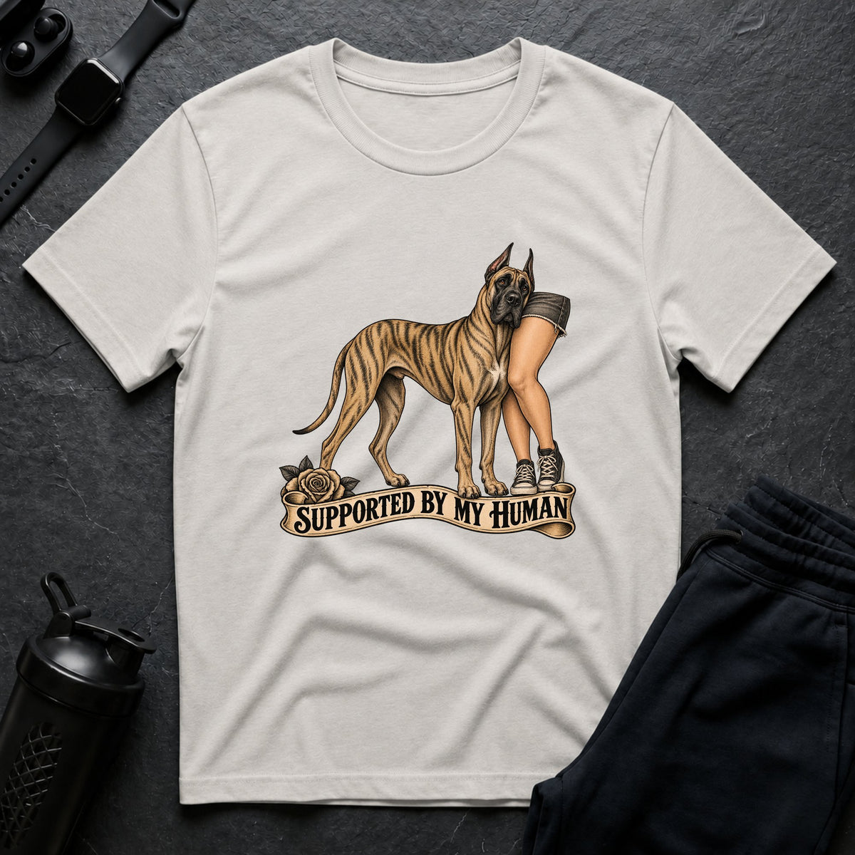 Supported By Human – Great Dane T-Shirt