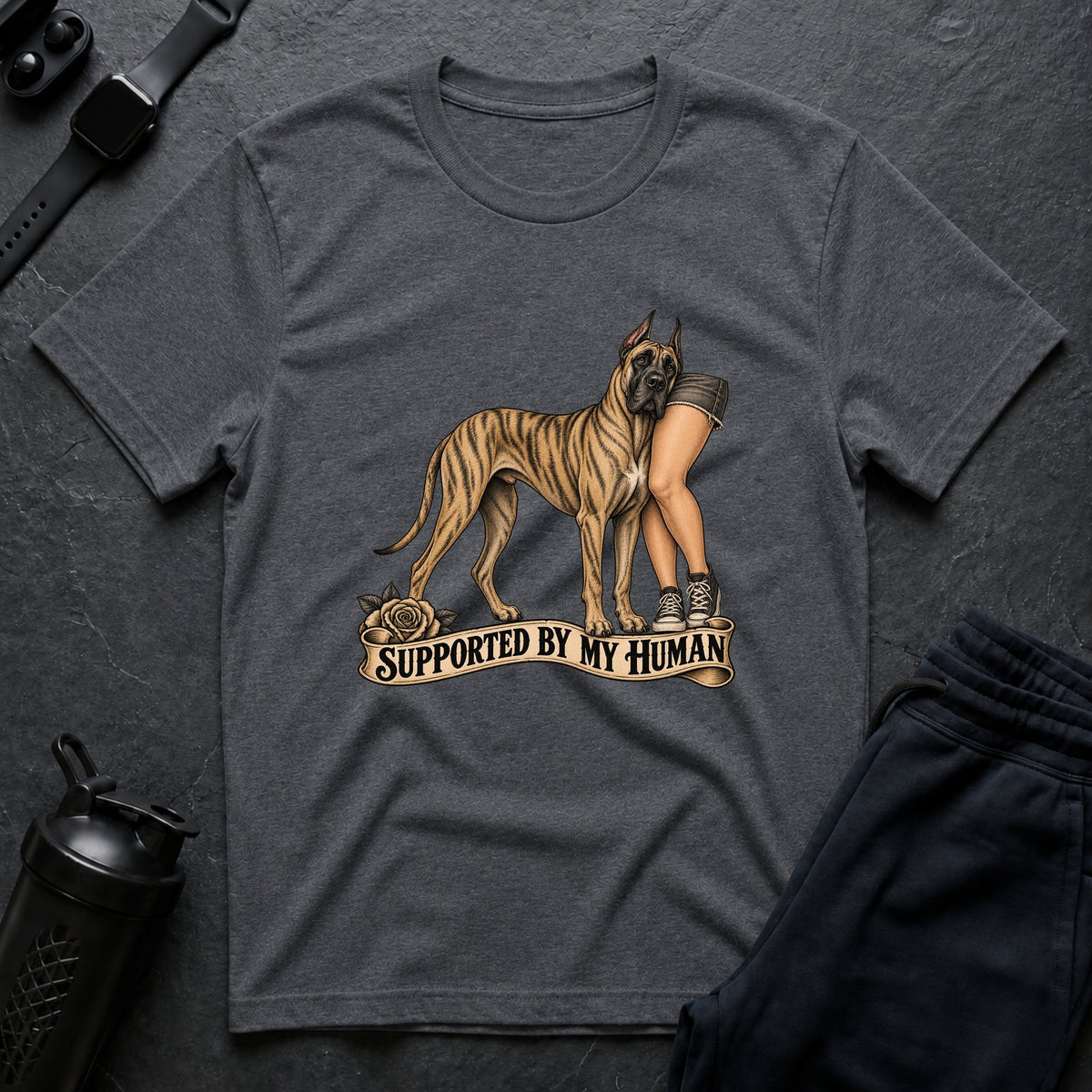 Supported By Human – Great Dane T-Shirt