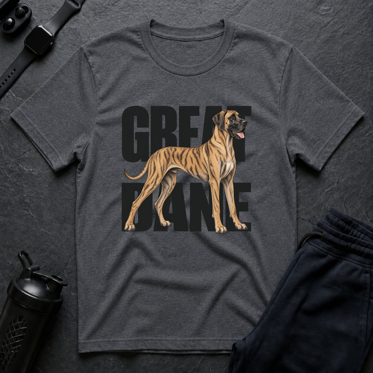Brindle Great Dane Wordmark T-Shirt