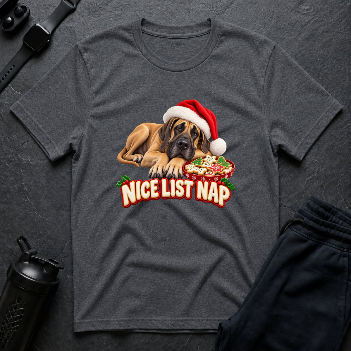 Snuggle Santa Slumber – Great Dane T-Shirt