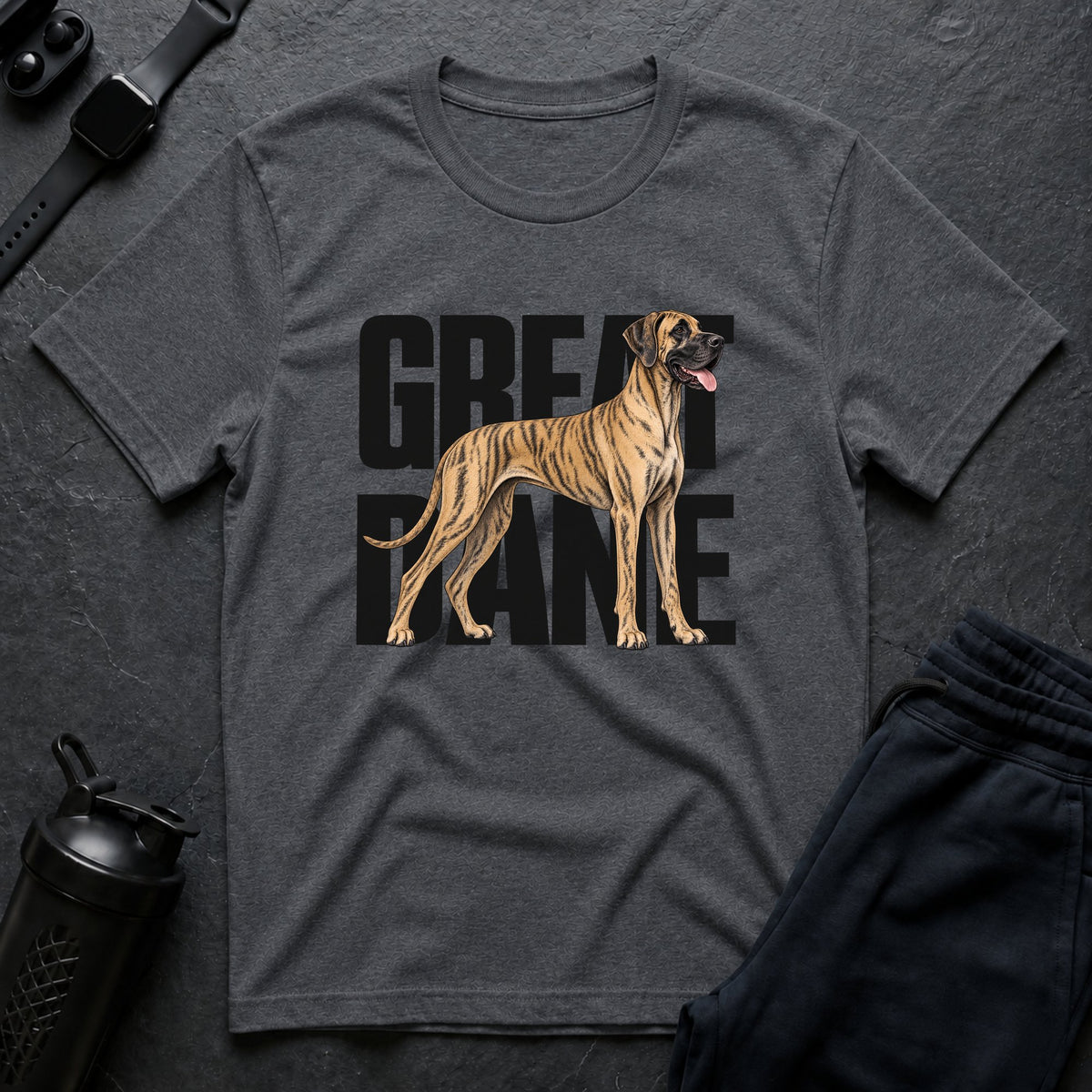 Brindle Great Dane Wordmark T-Shirt