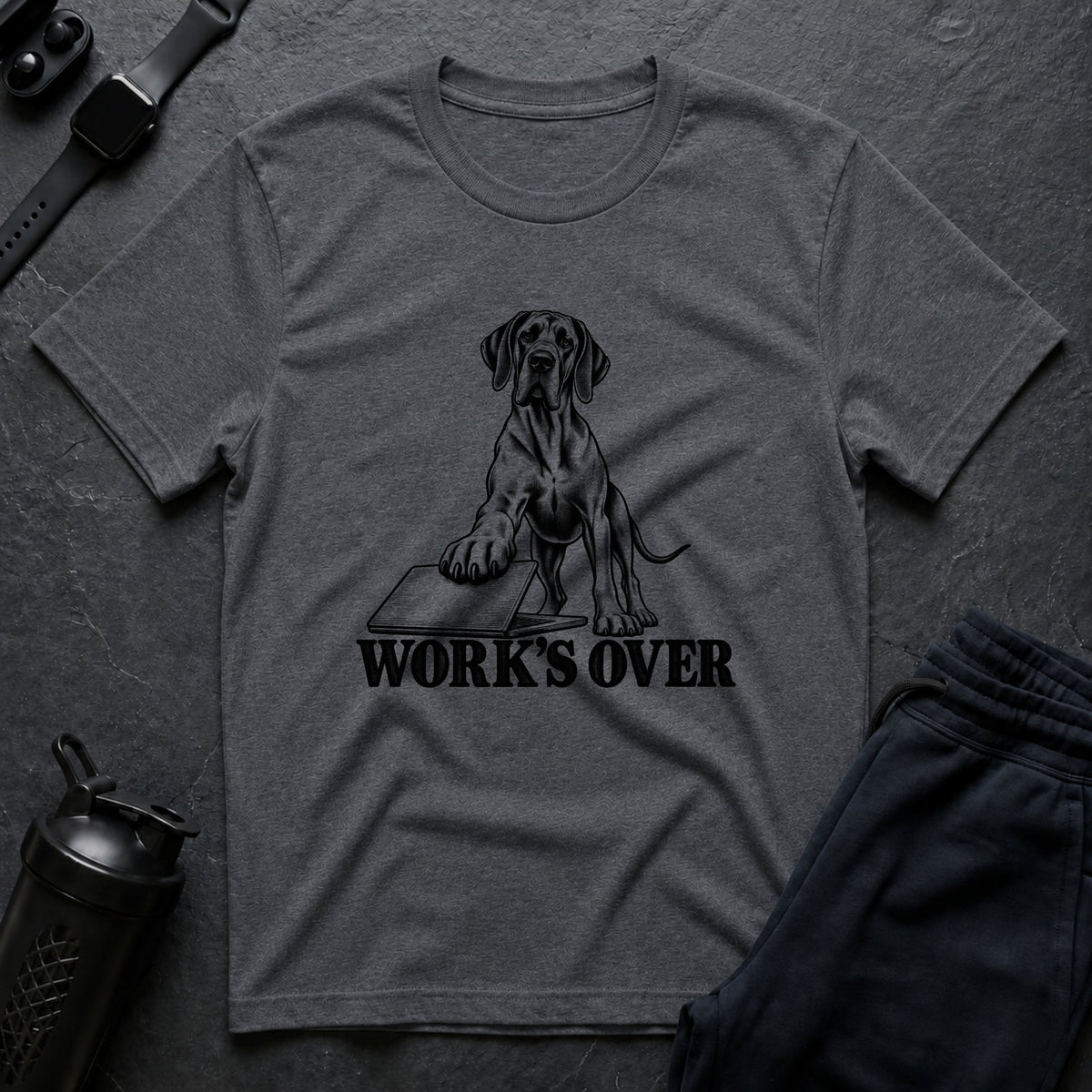 Work's Over – Great Dane T-Shirt