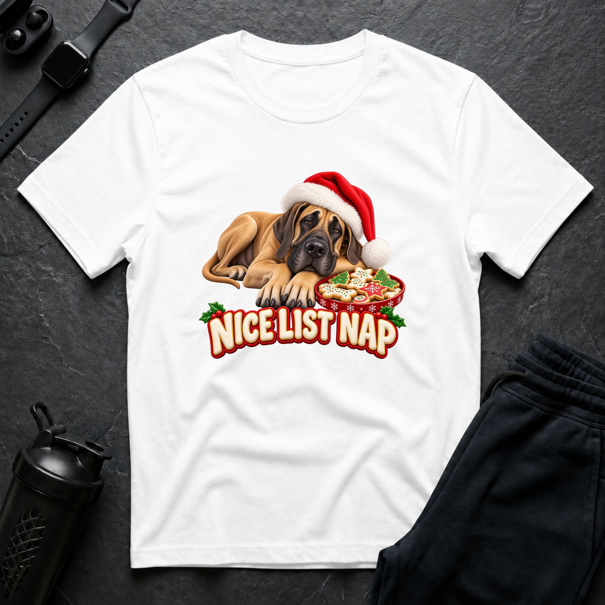 Snuggle Santa Slumber – Great Dane T-Shirt