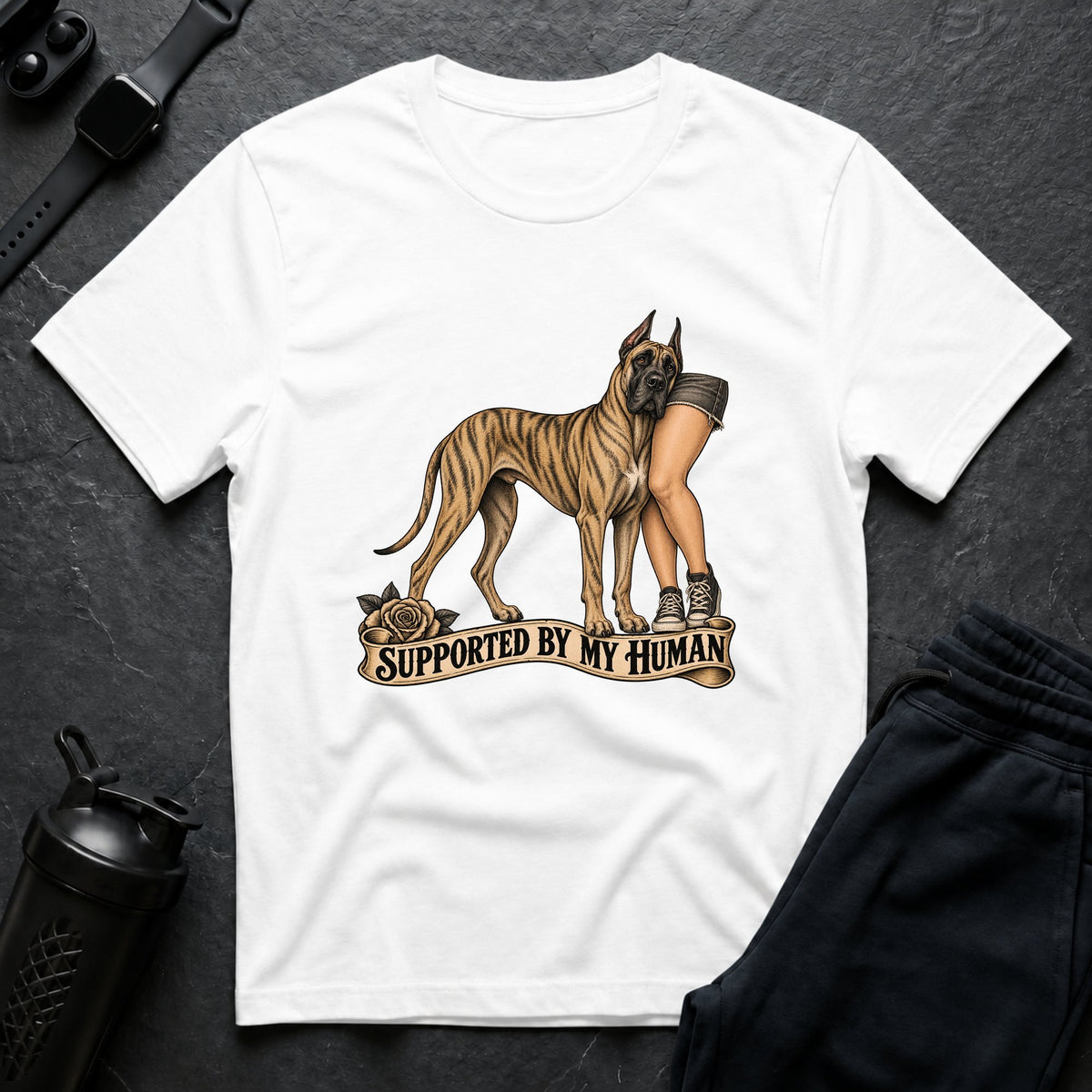 Supported By Human – Great Dane T-Shirt design