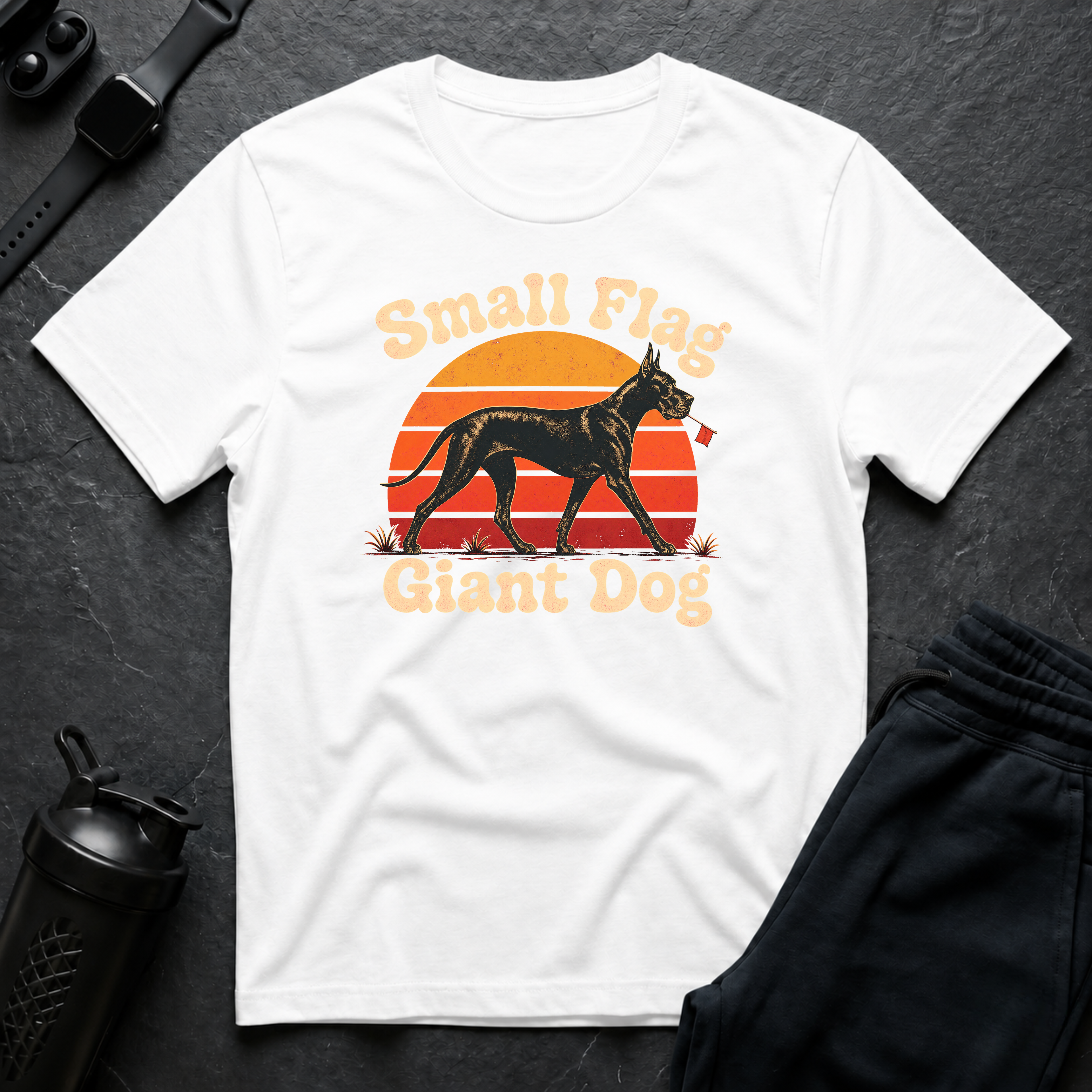 Flag-Bearing Canine Stroll