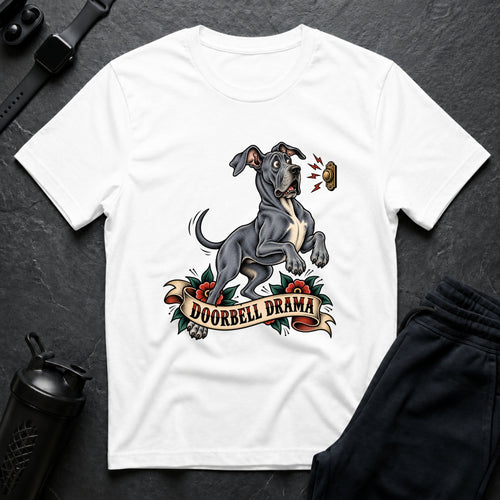 Doorbell Surprise – Great Dane T-Shirt design