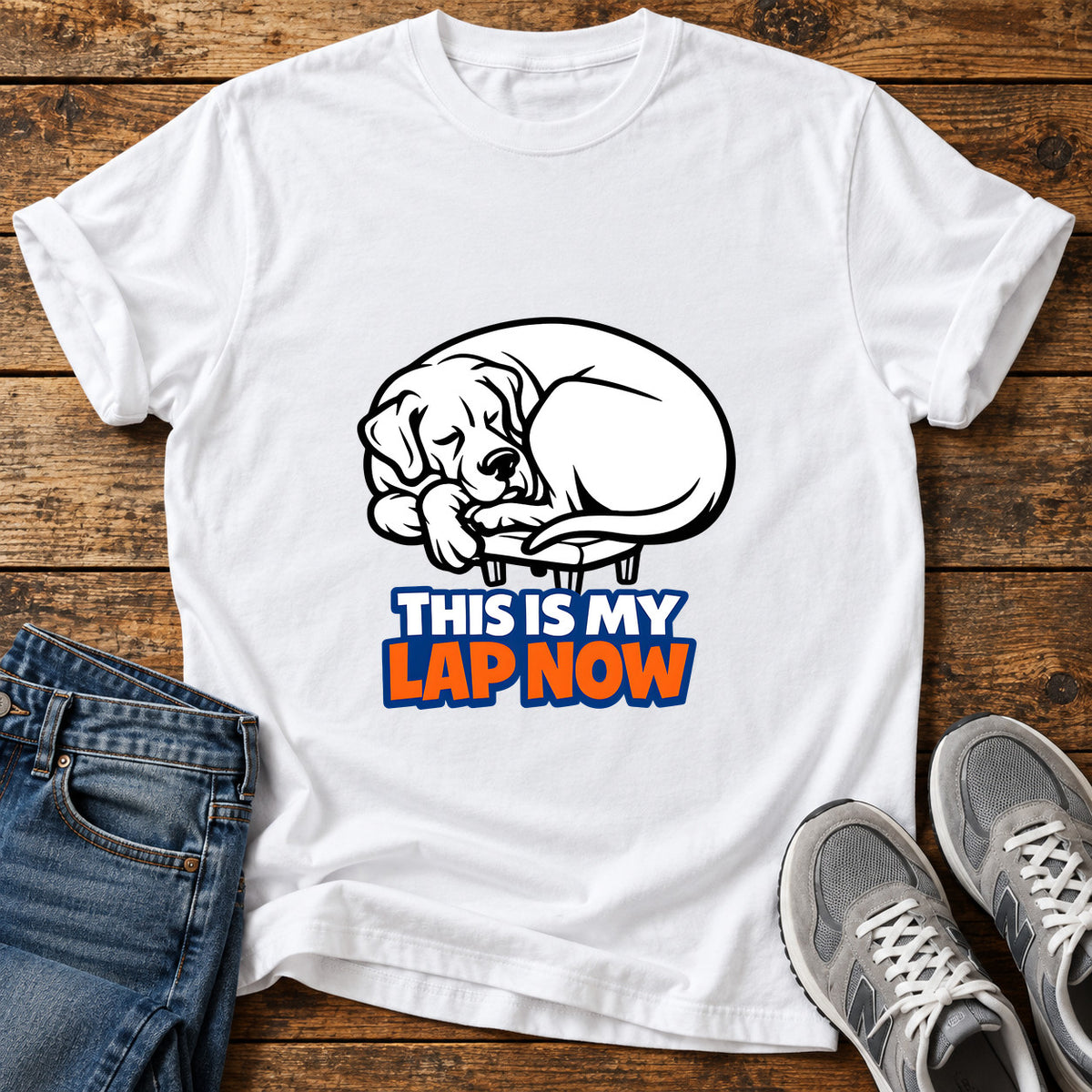 Lap Now Tee Great Dane graphic T-shirt in White, shown on a flat-lay shirt mockup