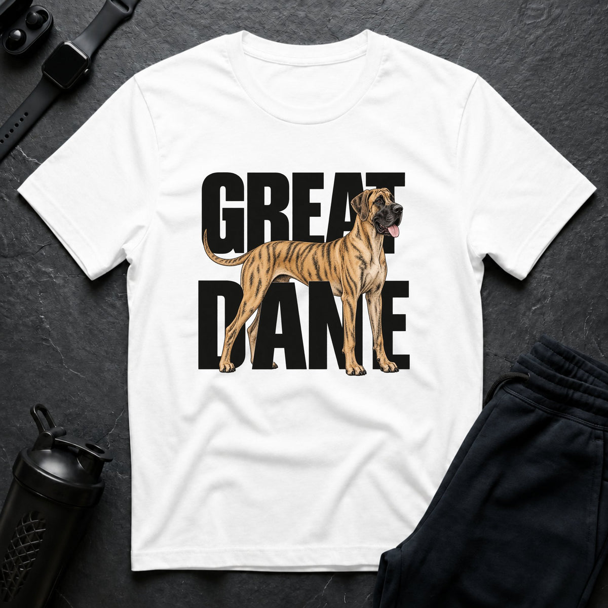 Brindle Great Dane Wordmark T-Shirt design