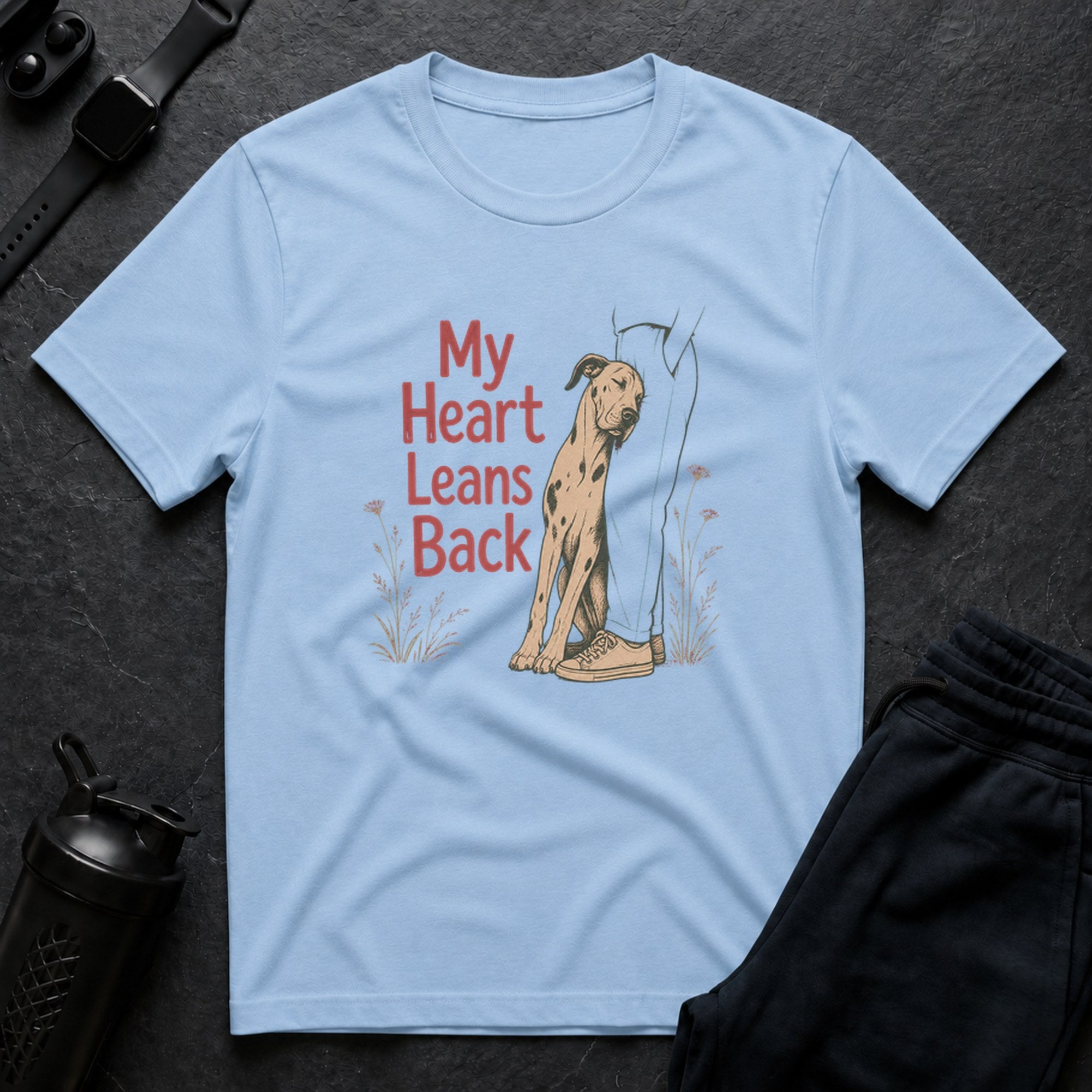 Leaning Dane Heart - Light Blue