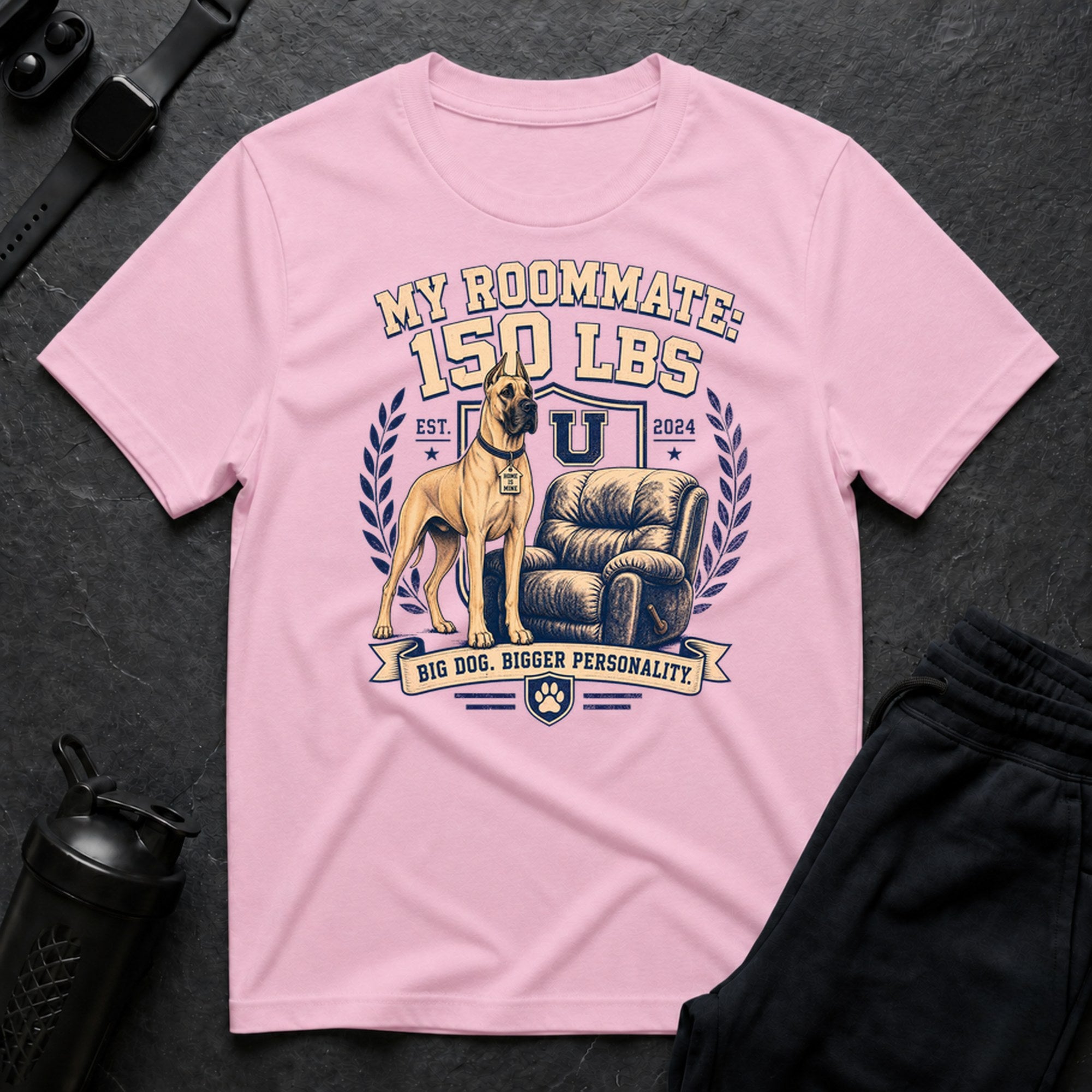 Fawn Great Dane Badge - Light Pink