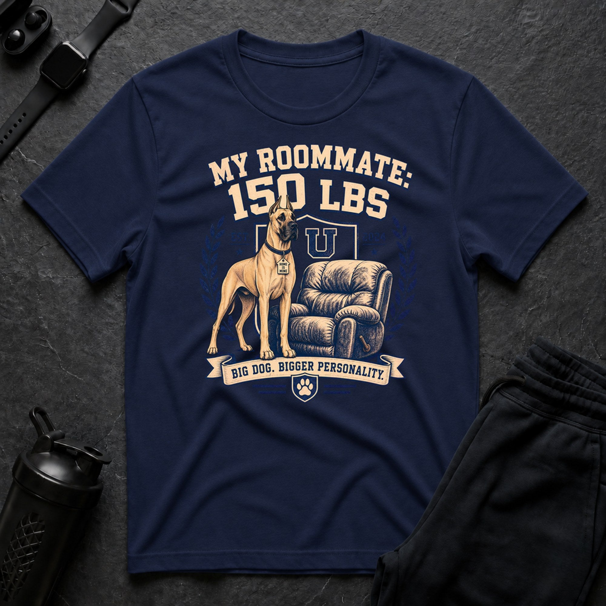 Fawn Great Dane Badge - Navy