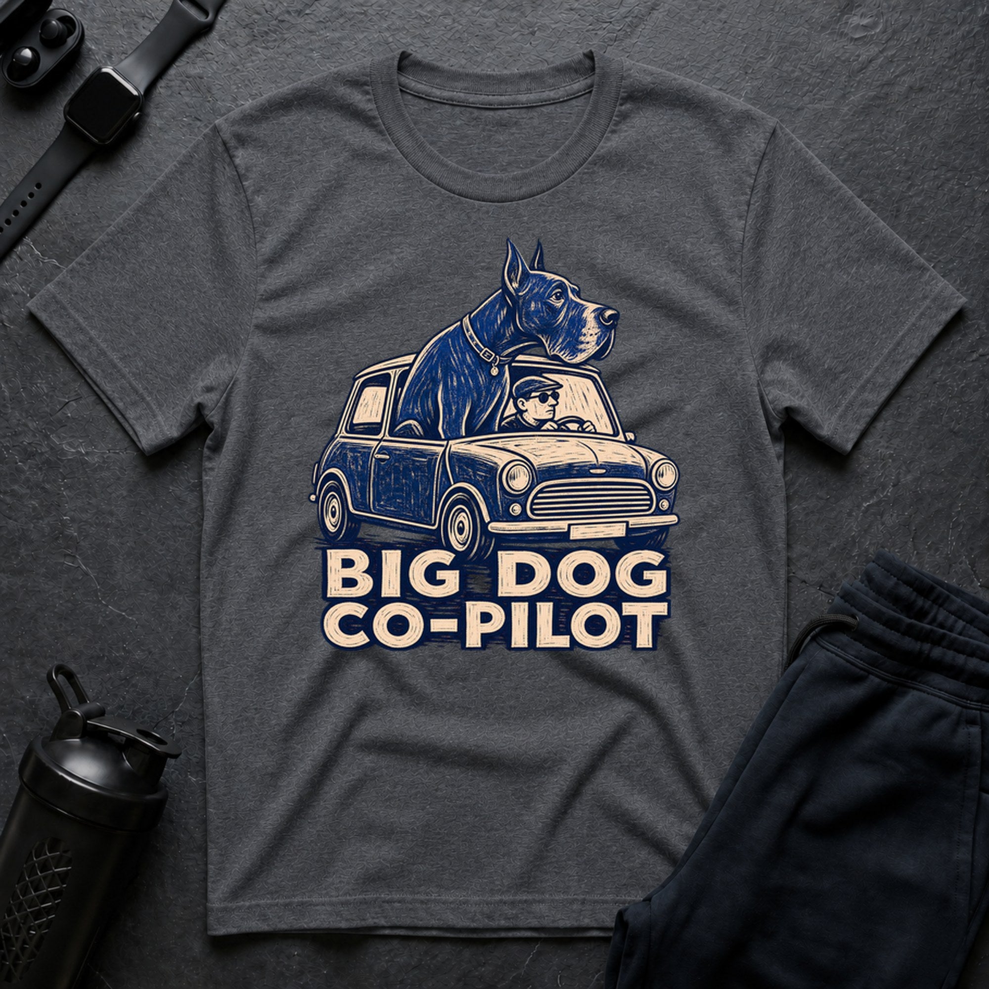 Blue Dane Woodcut - Sport Grey